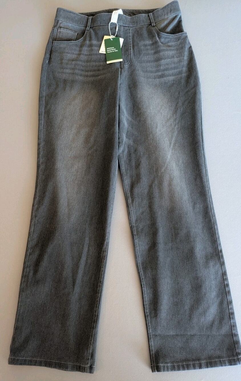 Halara Flex Denim XL Gray Straight Leg Jeans Stretch High Waisted Tummy Control